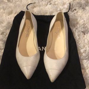White chanel flats